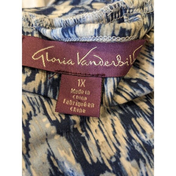 Gloria Vanderbilt Robe Housecoat Womens Plus 1X Navy Dream Knit Belted Wrap Lace - Picture 7 of 8